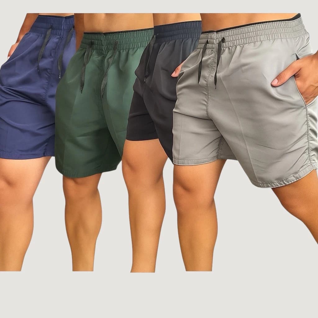 4 Short Tactel Masculino Bermuda Praia Casual Academia Bolso Cores Sortidas - M