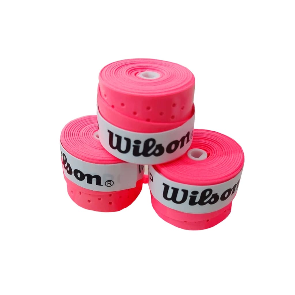 Kit 3 Overgrip Wilson Perfored Maior Aderência Grip Para Raquete Tennis, Beach Tênis, Padel - Rosa