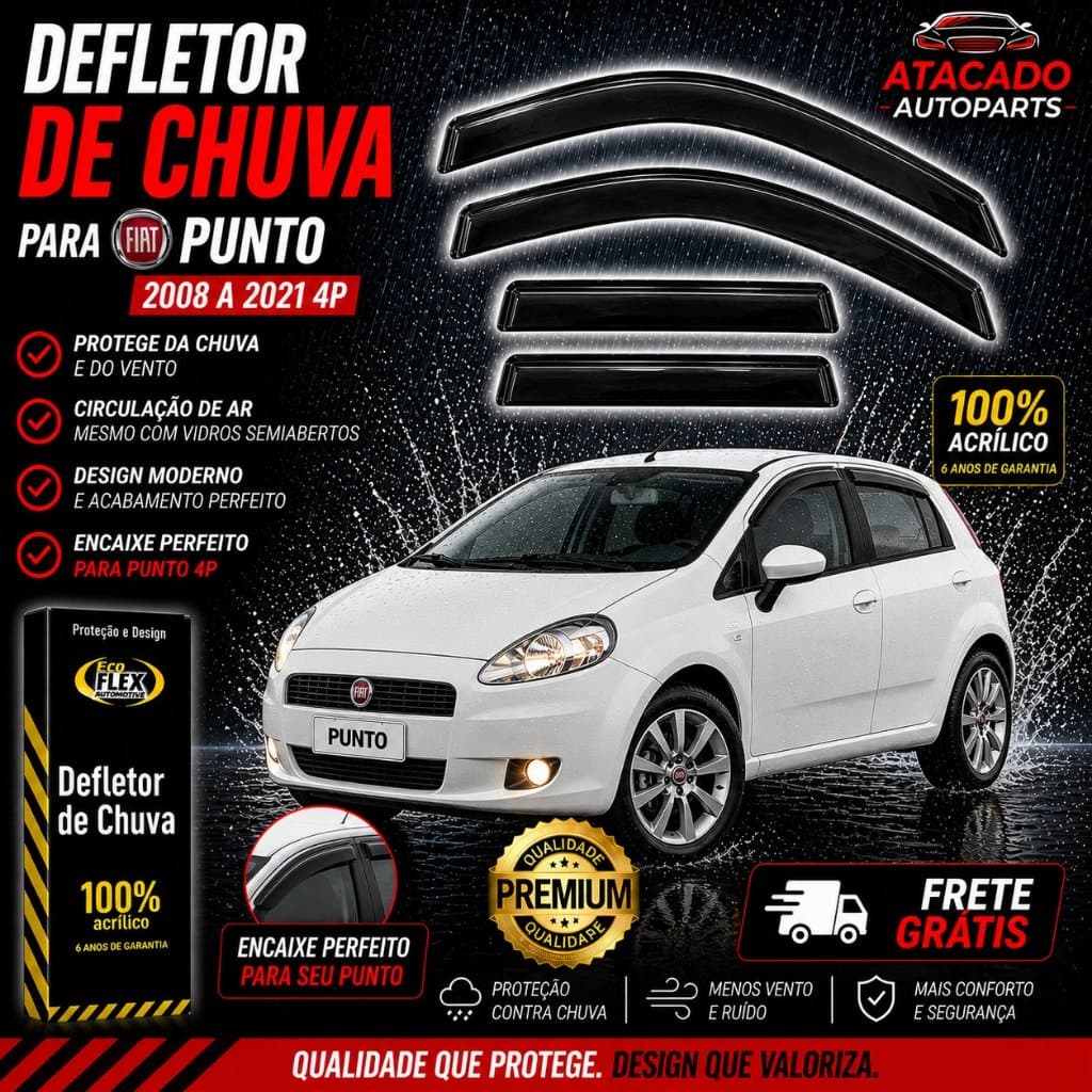 Defletor Calha Chuva Punto 2008 Até 2021 4 Portas - 50010A