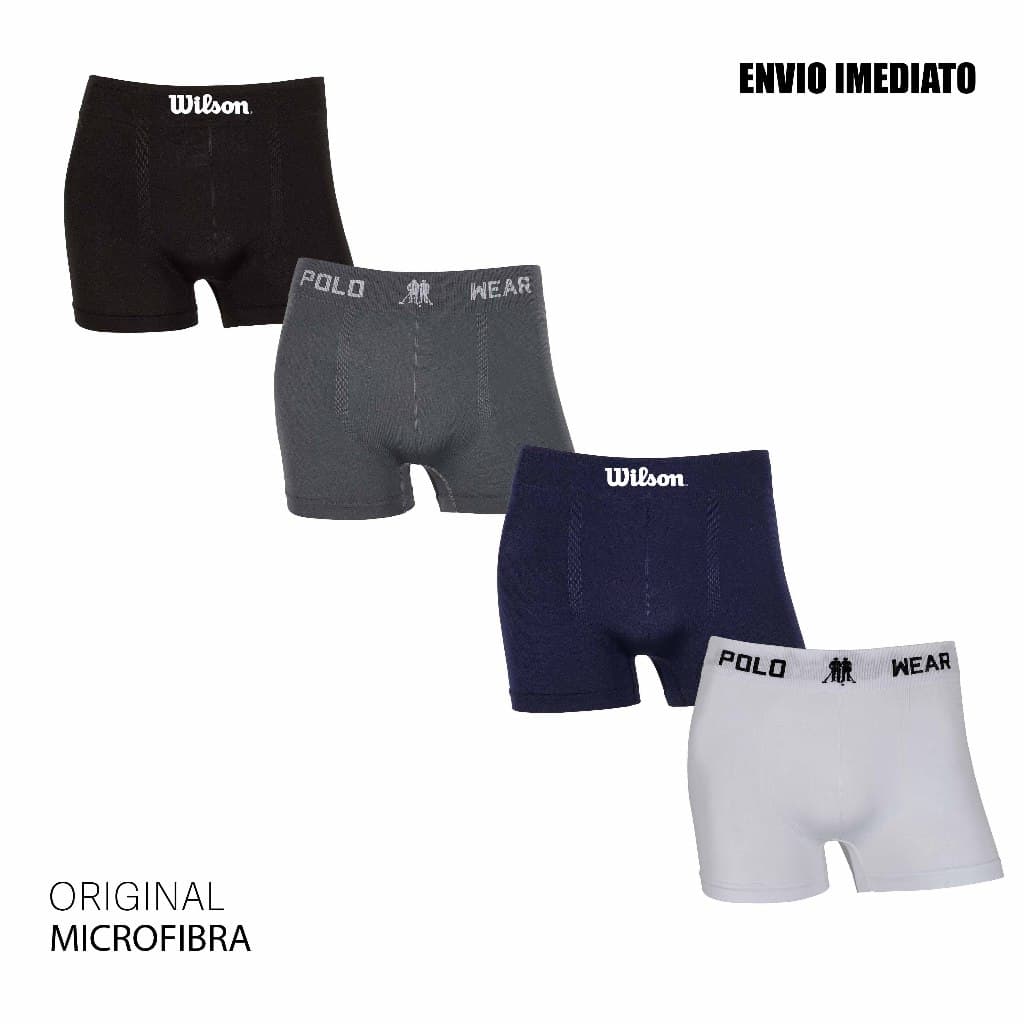 Kit 2 ou 4 cuecas boxer microfibra Original marca Polo Wear e Wilson