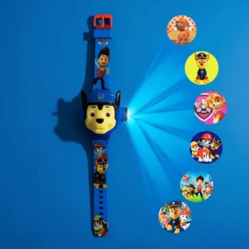 Relógio Da Patrulha Canina Infantil Do Chase Azul Com Projetor De Imagens Na Parede Teto Com Embalagem E Bateria Top