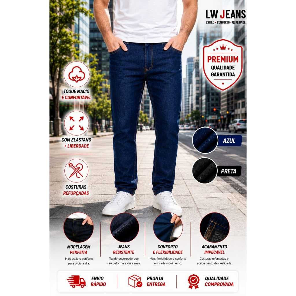 Calça Jeans Masculina com Elastano Skinny Confortável Promoção DIRETO DA FABRICA
