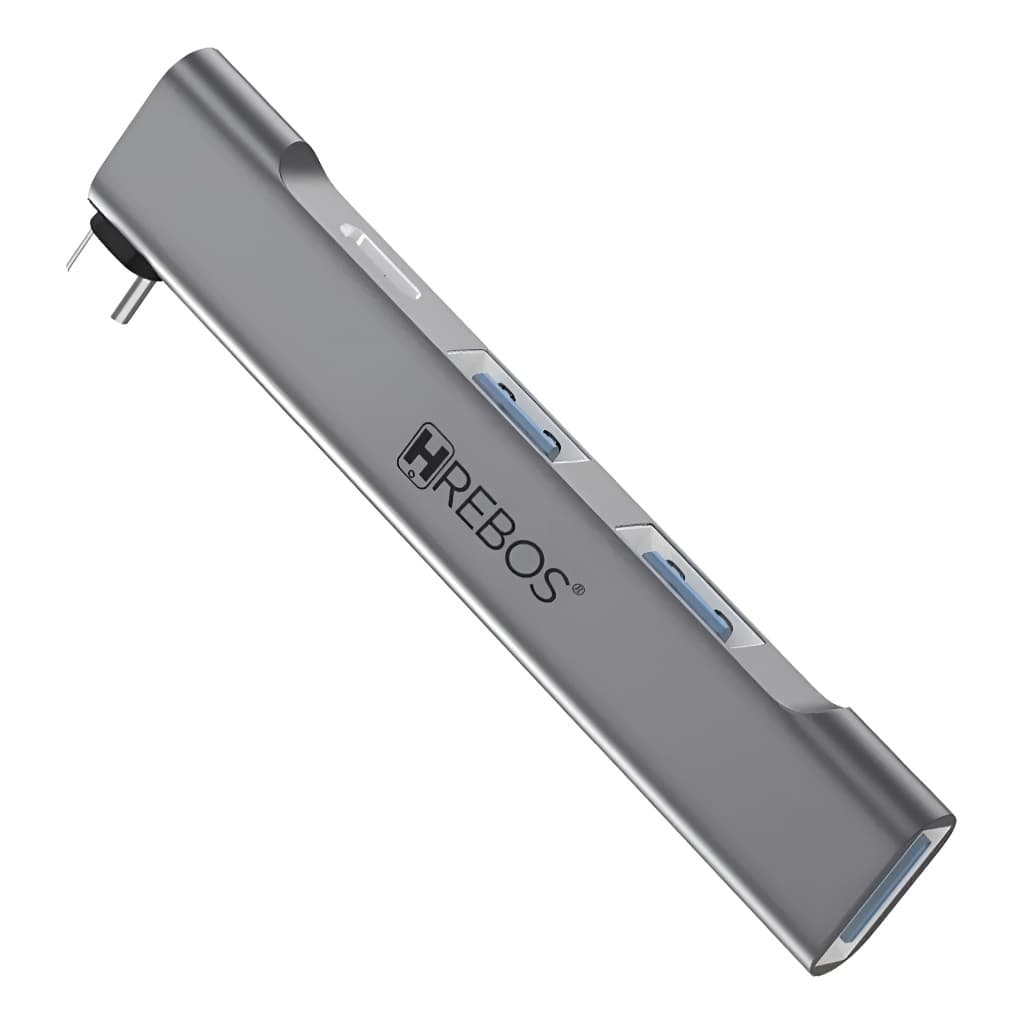Hub Usb Tipo-c Com 4 Portas 1 Usb-c E 3 Usb 3.0 Para Macbook Cinza