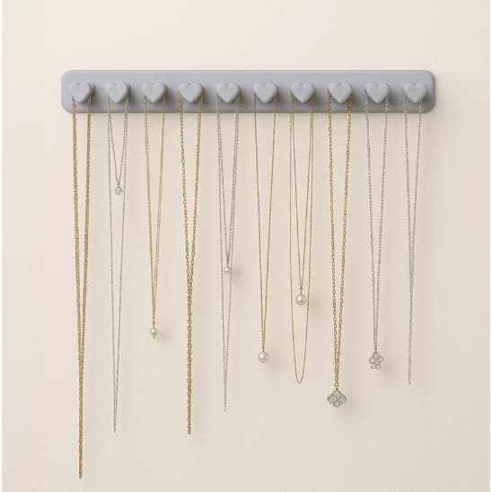 Organizador De  Joias Porta Bijuterias Colares Pulseiras Gancho Coração Decorativo Preto