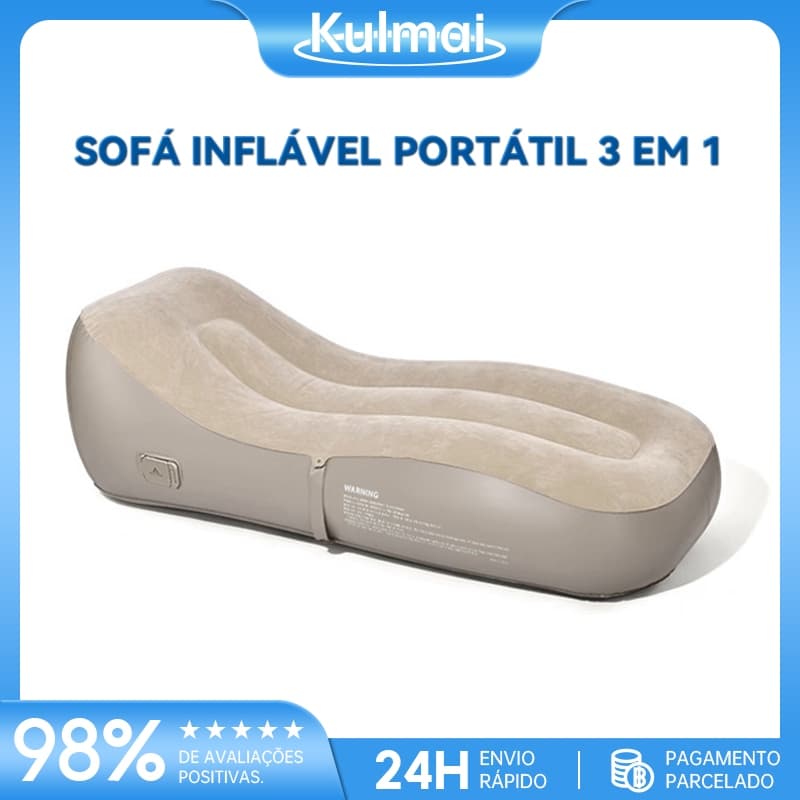 Sofá Inflável Portátil 3 em 1 com Bomba de Ar Poltrona Cama Dobrável Para Camping Praia e Casa