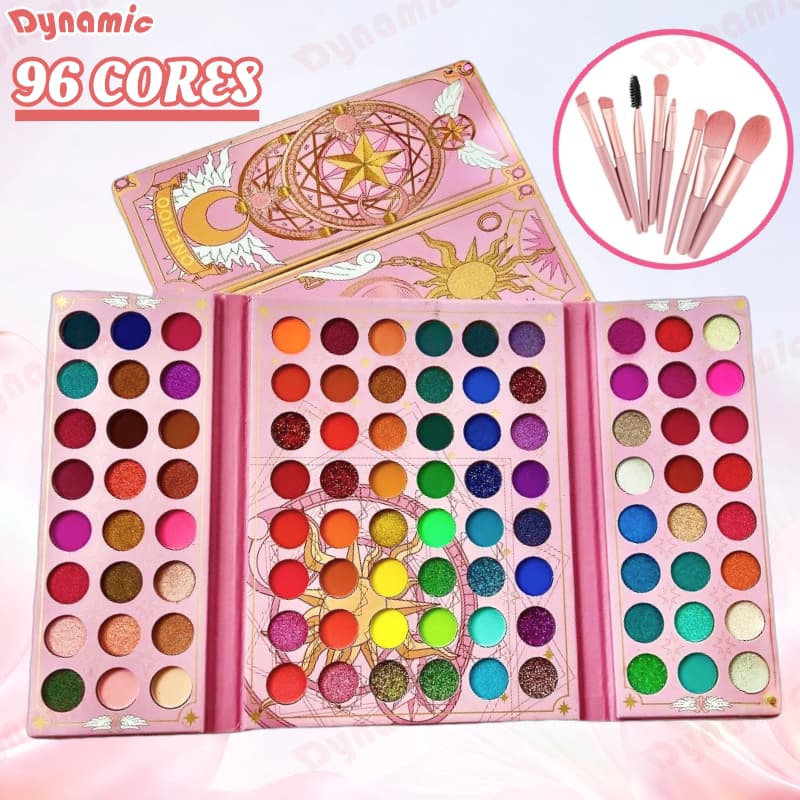 Paleta De Sombra De Olho Em 96 Cores Perolada / Fosca / Com Glitter / Longa Duração Pincéis de maquiagem