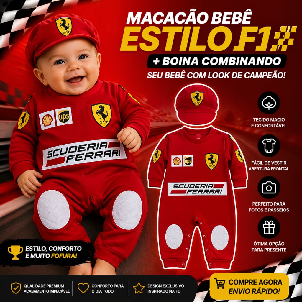 Macacão De Bebê  Corrida Carro