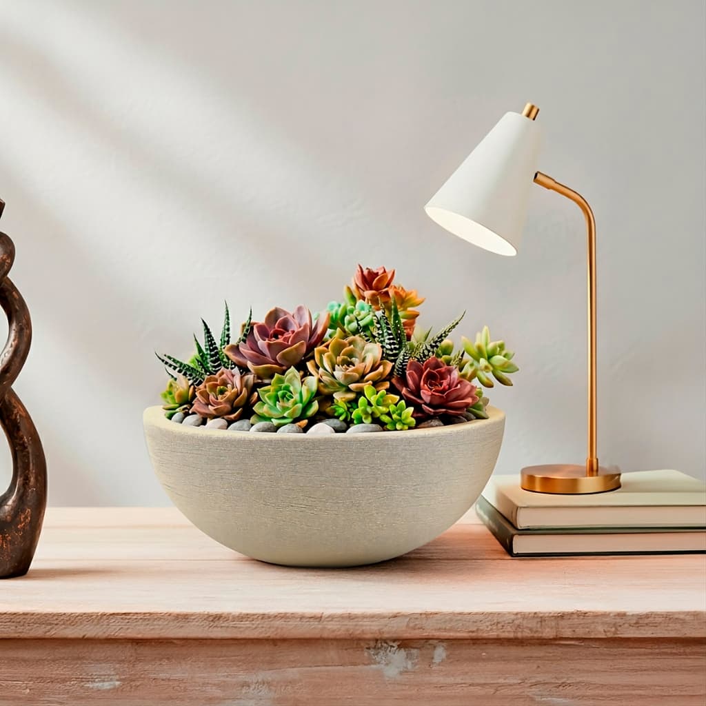 Vaso Decorativo Polietileno para Plantas Arranjos Artificial Orquídea Suculentas Dia das Mães Mesa Posta Calcário Bege