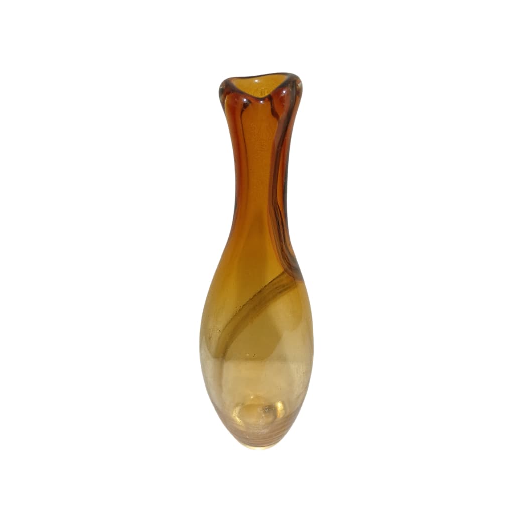 Antigo Vaso Âmbar de Vidro Murano