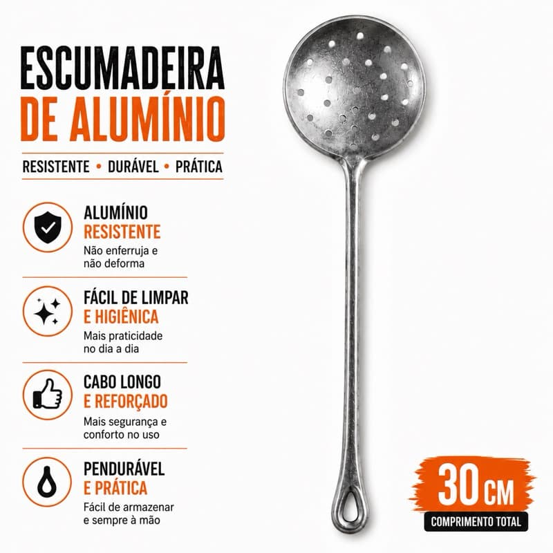 Escumadeira Alumínio Cozinha Industrial Utensílio Cozinha Restaurante Fritura