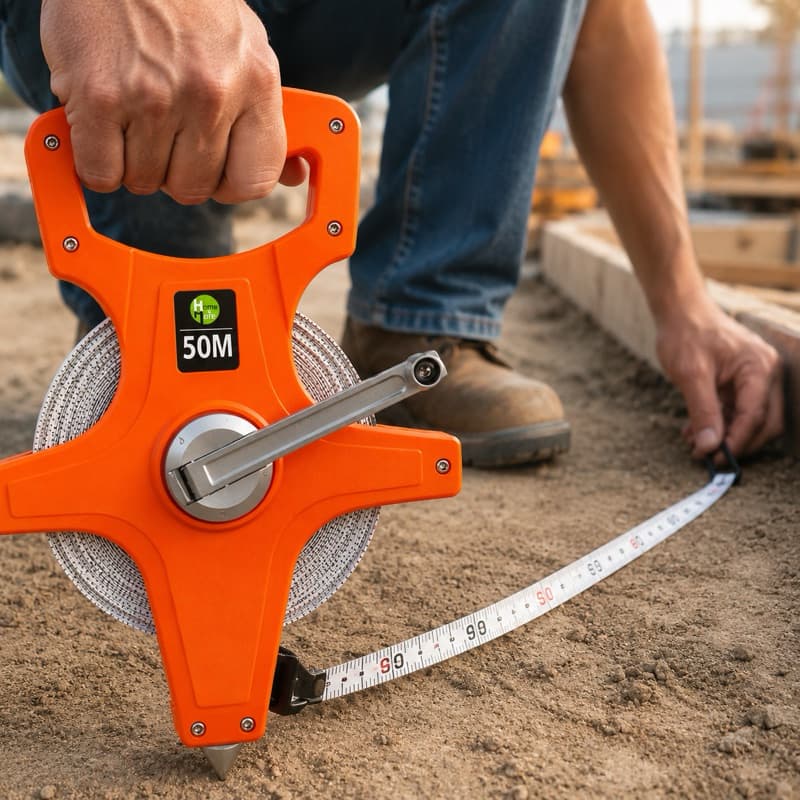 Trena Aberta Fibra de Vidro 50 Metros Manual Medição Construção