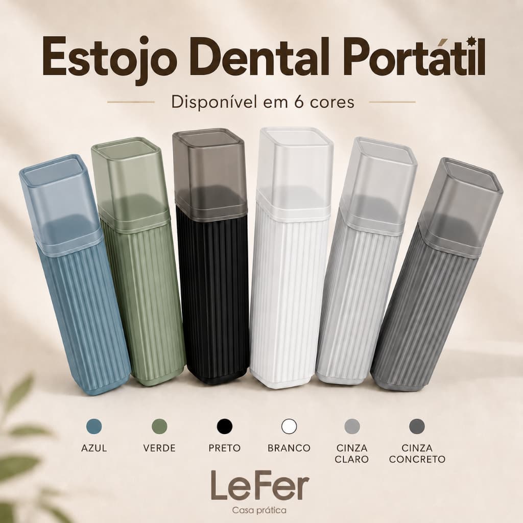 Estojo Dental Portátil Porta Escova de Dente e Pasta com Tampa Viagem Bolsa Higiene Bucal