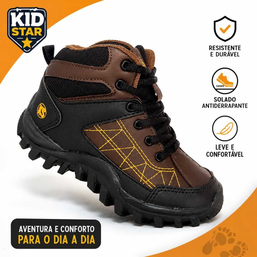 Botinha Infantil Adventure  Solado Tratorado Antiderrapante para o Dia a Dia e Trilhas