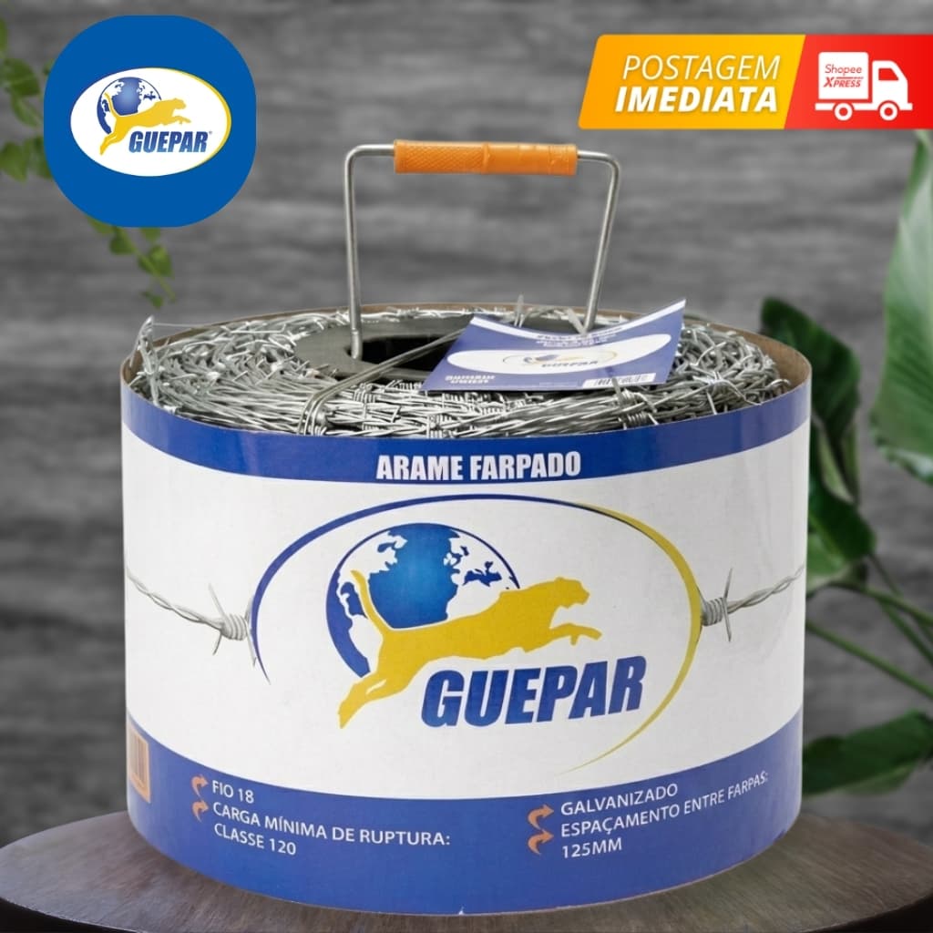Arame Farpado Galvanizado Alta Resistência Cerca Rural Gado e Segurança 50m/100m/250m Fio 18