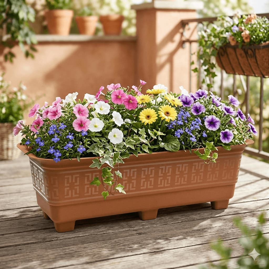 Kit 12 Vasos Retangulares 6 Litros Terra Cota Vaso Para Casa Flor Jardim Sala Vaso Reforçado Para Hortaliças Plantas