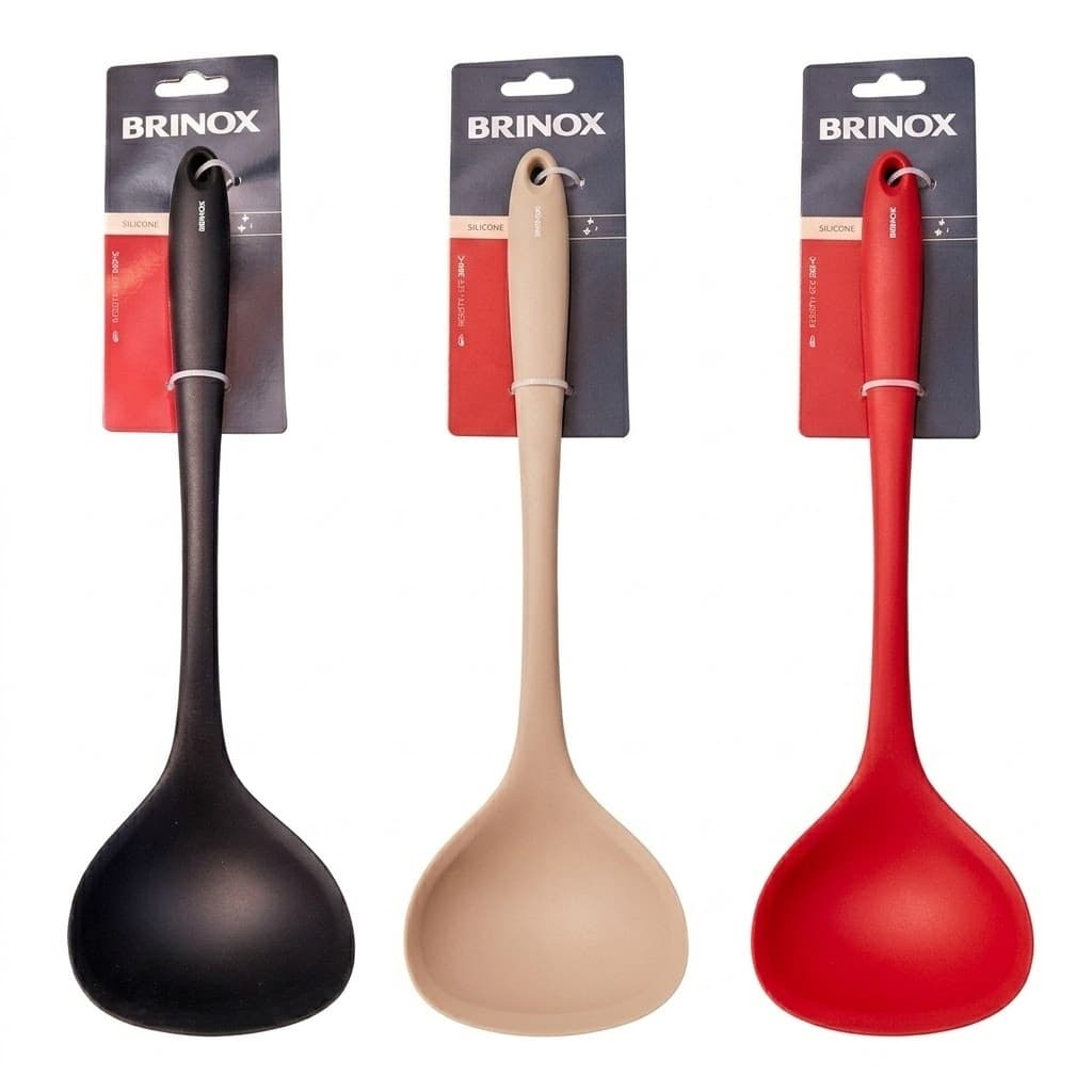 Concha Silicone Brinox Ultra 30 cm Resistente Cor Preto, Bege e Vermelha