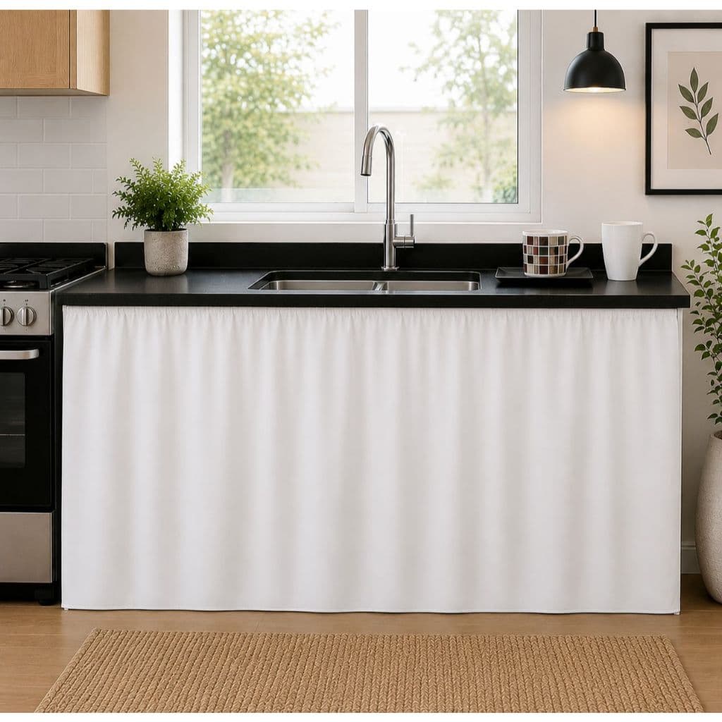 Cortina Para Pia Cozinha 1,40m x 0,80m em Tecido Oxford Resistente