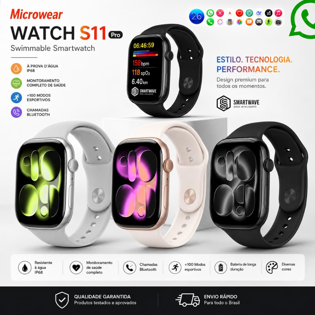 Smartwatch S11 PRO Serie11 47mm Lançamento 2026 Relógio Inteligente Tela AMOLED ChatGpt Microwear