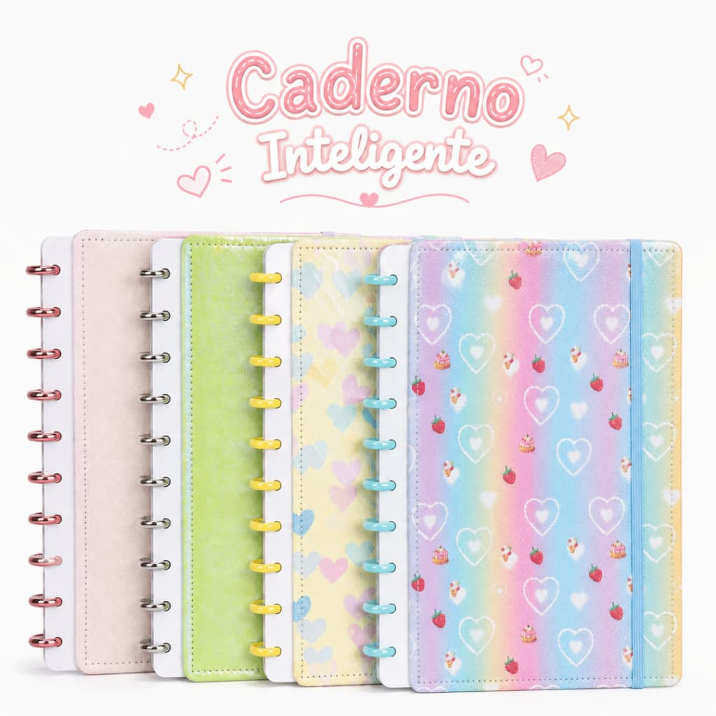 Caderno Inteligente Grande A4 11 Discos - 80 Folhas Reposiconáveis - Diversos