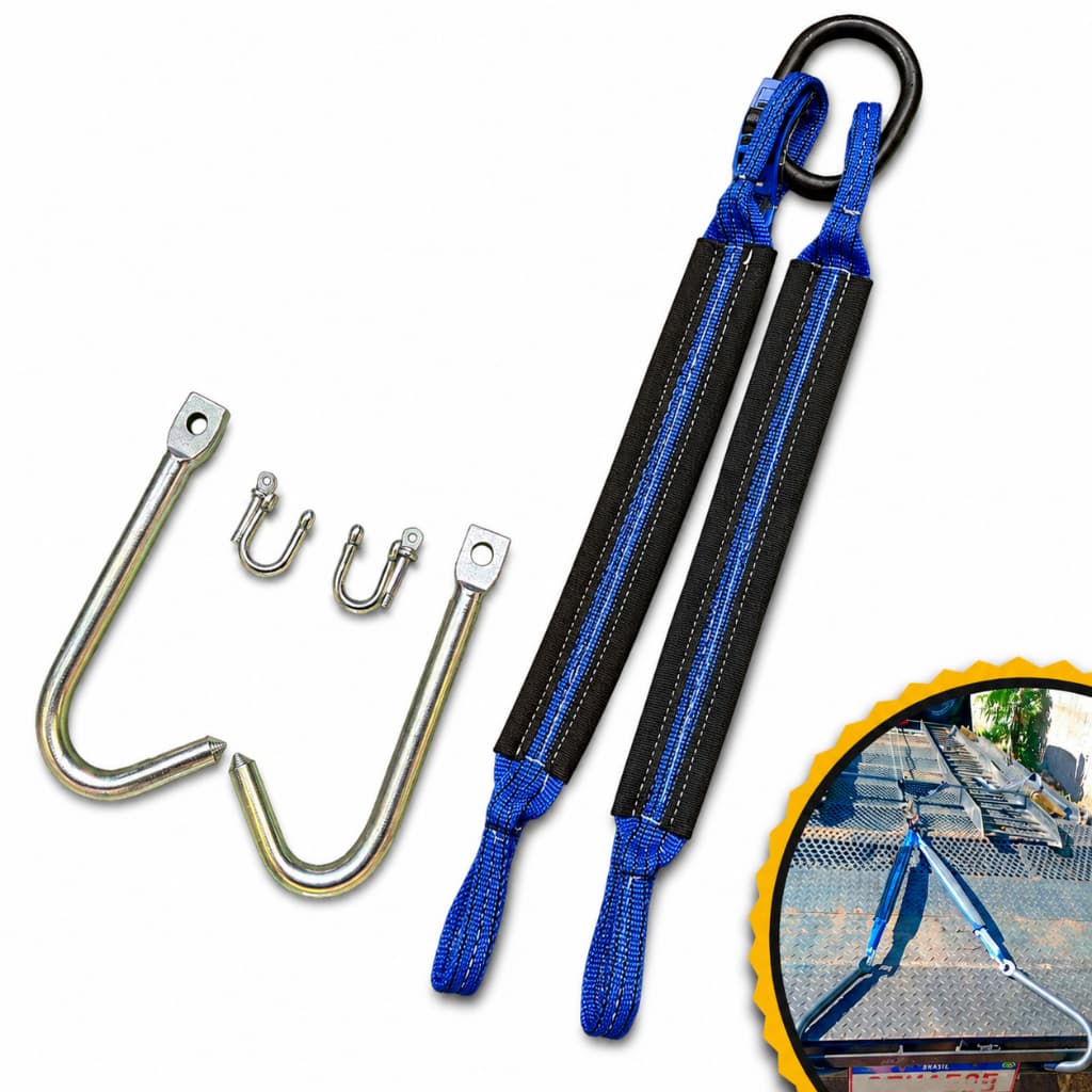 Kit Arraste Guincheiro 5ton Gancho Anzol Cinta Manilha Prancha Reboque