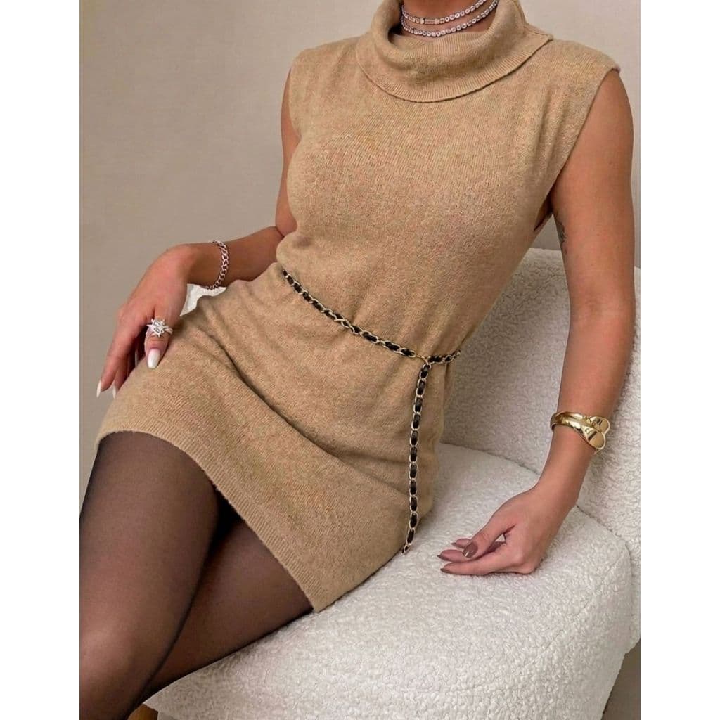 Blusa Feminina Regata Alongada Vestido Lã Elegante Premium