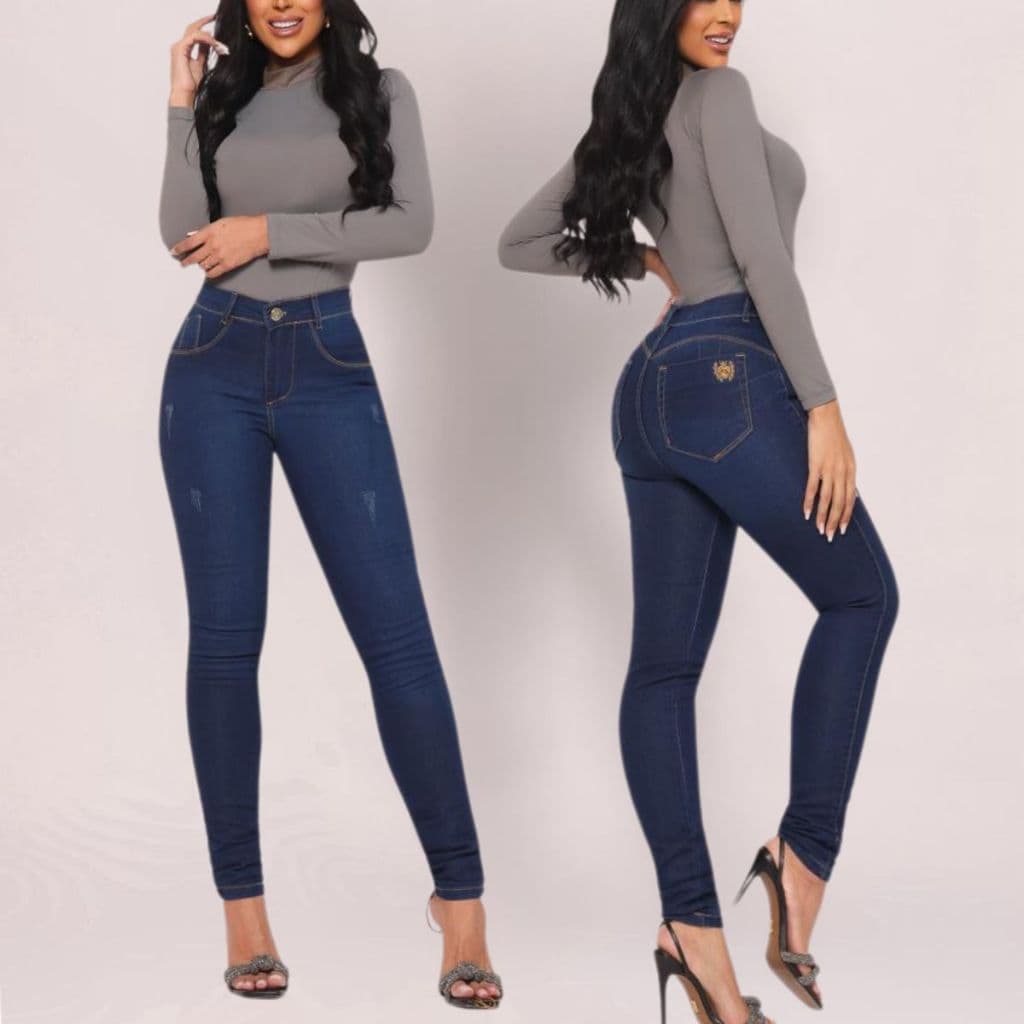Calça Jeans Feminina Com Elastano Skinny Levanta Bumbum Cintura Alta Com Lycra Lançamento Confortável