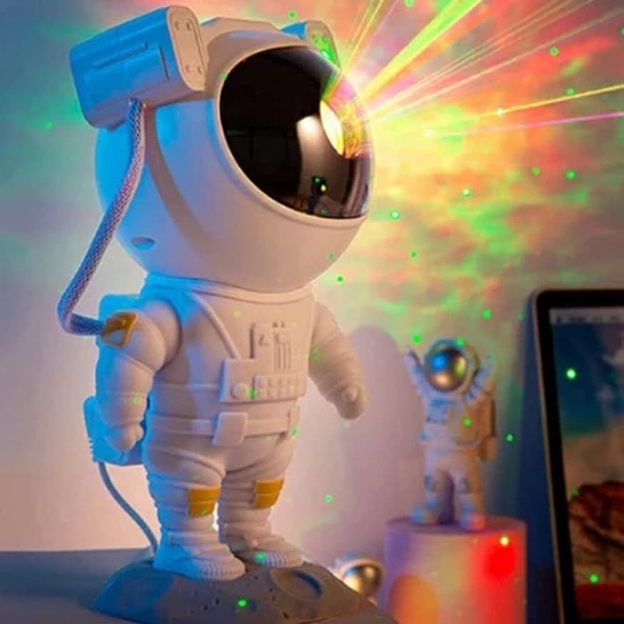 Mini Projetor Astronauta Star Galaxy LED RGB Rotação 360°