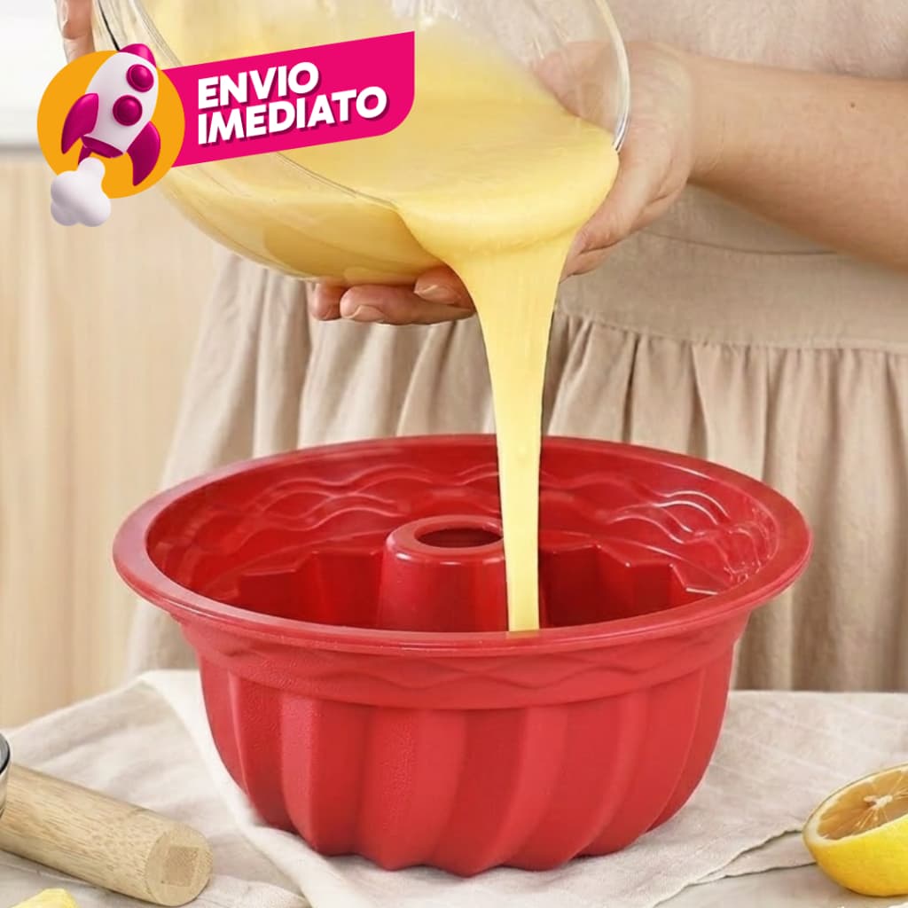 Kit Forma Pudim Bolo Gelatina Sobremesa Furo Central Silicone Assadeira Microondas Forno Air Fryer