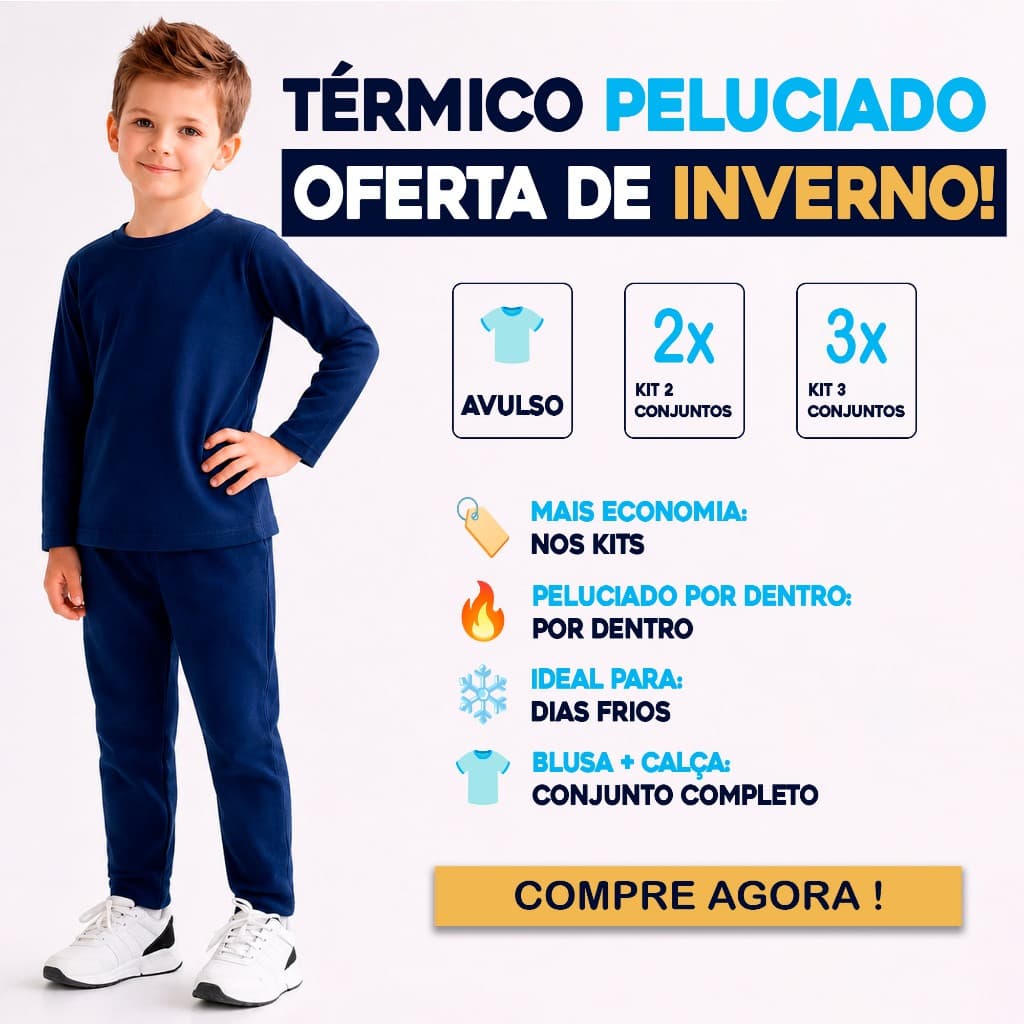 Conjunto Térmico Infantil Peluciado Blusa Calça Menino Menina Inverno Determine