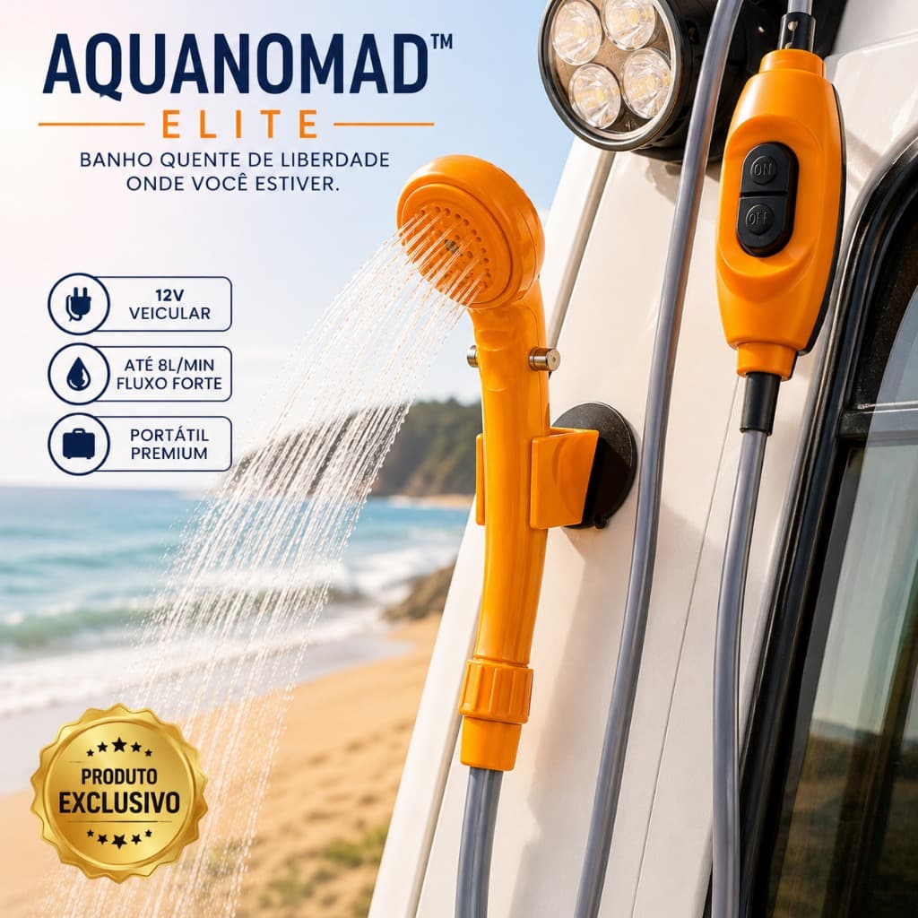 Chuveiro Portátil Automotivo Aquecimento Rápido Bomba 12V Veiculo Camping Praia Trilha Agua Laranja