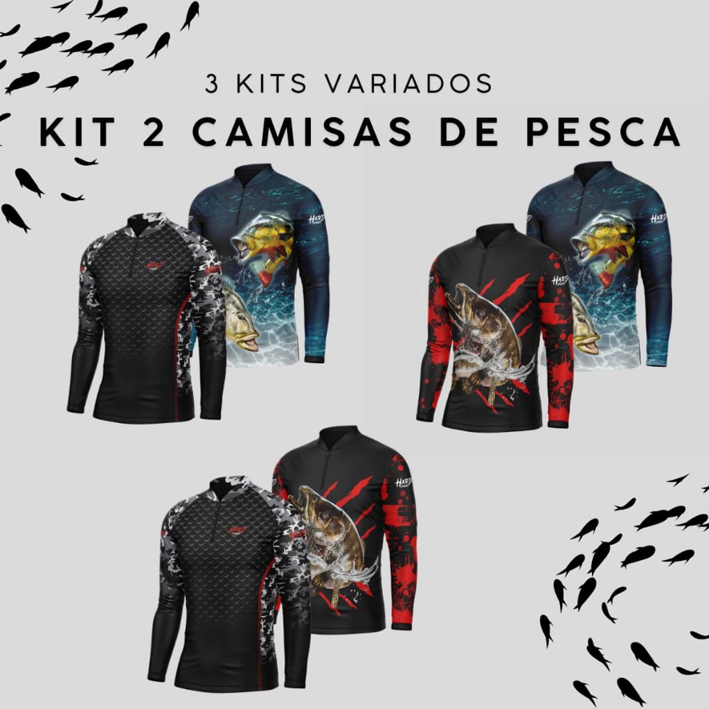 Kit 2 Camisas de Pesca Traíra e Tucunaré UV50+ Dryfit Leves e Confortáveis