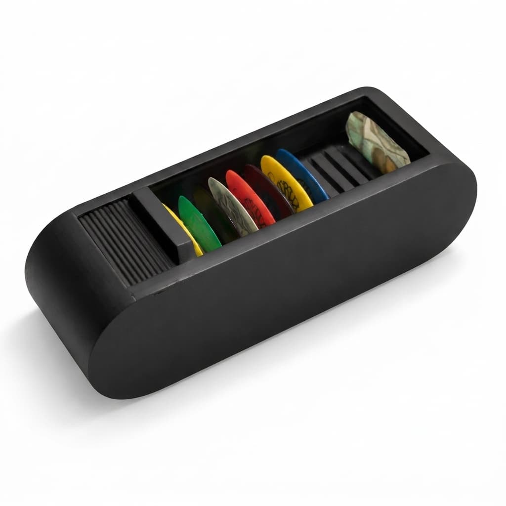 Porta Palhetas Organizador Para Violão E Guitarra Premium Minimalista Preto Branco 16 Cm