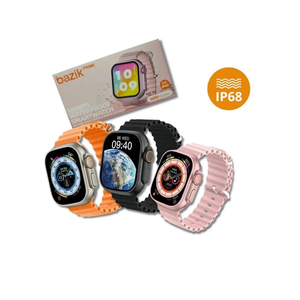 Relógio Smartwatch W89 Pro Max Rosa/Laranja/Preto Bluetooth Esportivo - Resistente à água