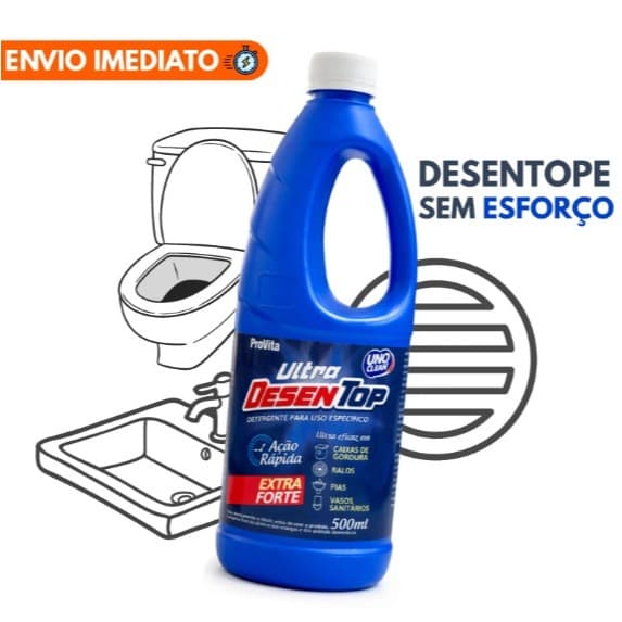 Desentupidor Líquido Ultra Desentop Cano Pia Ralo Fossa Vaso Sanitário Cozinha Caixas de Gordura