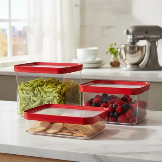 Kit 3 Potes Helsim 1100ml+2500ml+4000ml - Vermelho