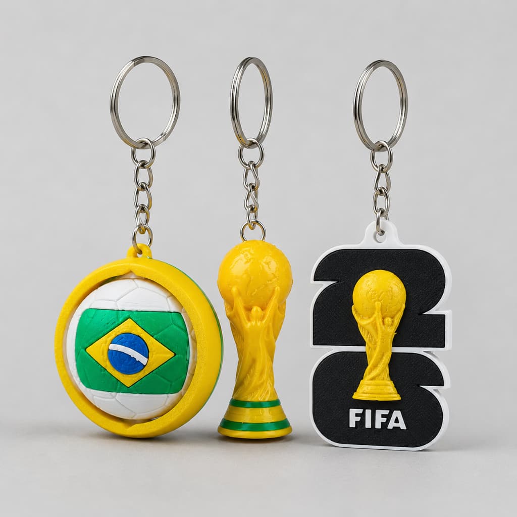 Kit 3 Chaveiros Copa do Mundo | Seleção Brasileira | Chaveiros Decorativos Copa do Mundo 2026