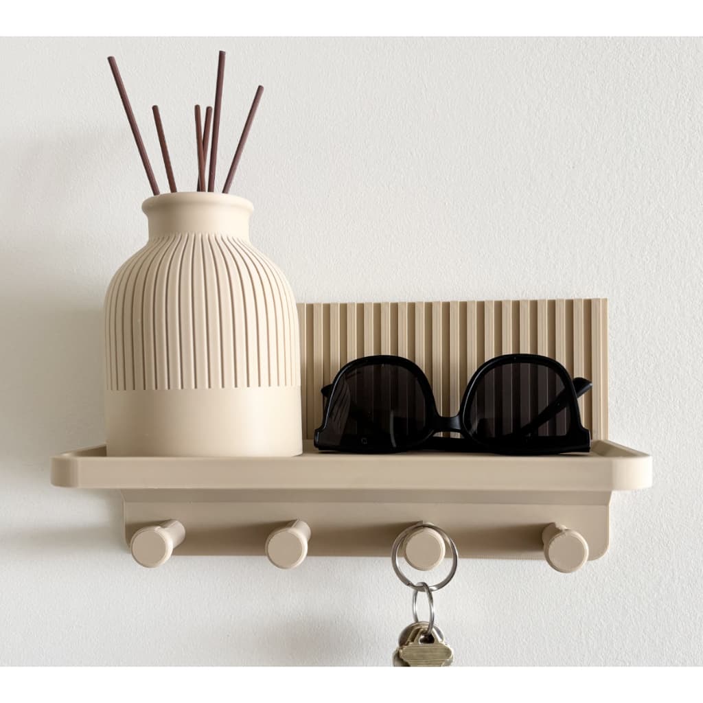 Porta Chaves Organizador com Prateleira Decorativa + Letreiro Home – Design Moderno e Minimalista