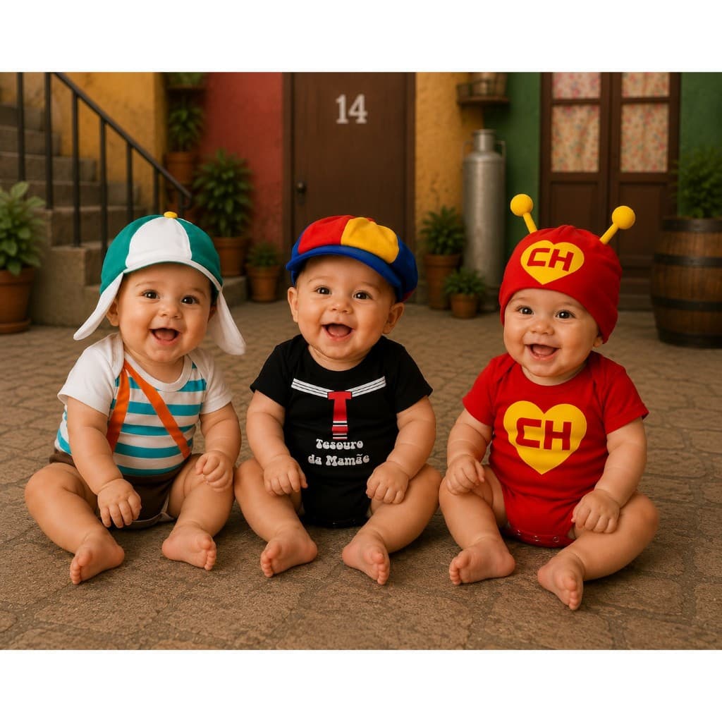 Kit Body Bebê Personalizado MesversárioTurma do Chaves- 3 unidades- Chaves Kiko Chapolin
