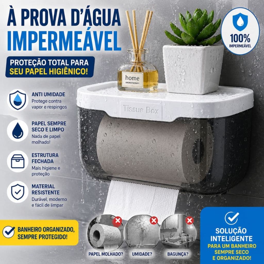 Suporte De Papel Higiênico De Plástico Montado Na Parede Para Banheiro Armazenamento À Prova D'água