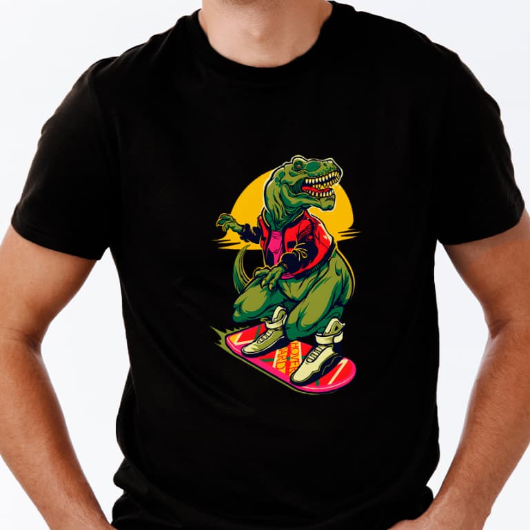 Camiseta DINOSSAURO SKATE Streetwear 100% Algodão Masculina e Feminina Unissex Camisa Premium