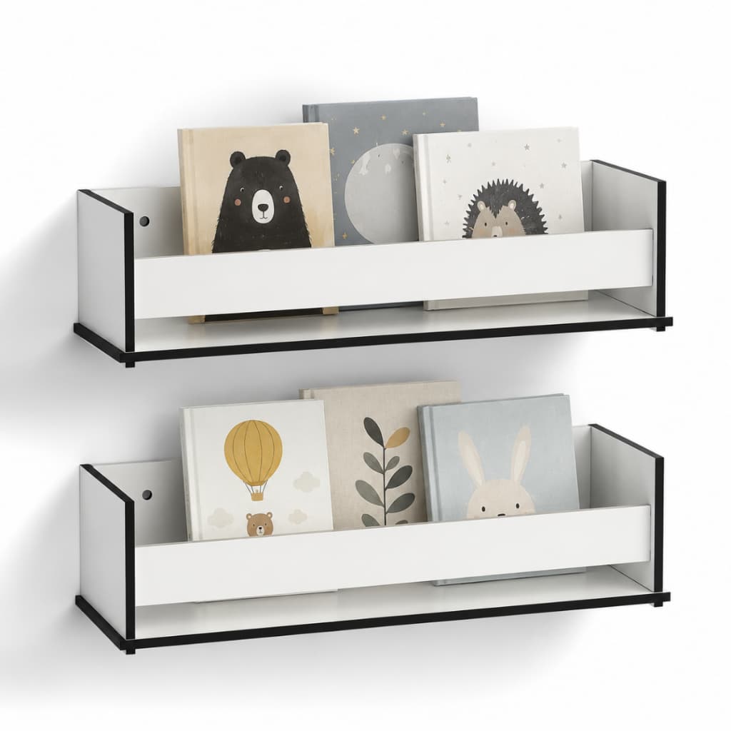 Prateleira Porta Livro Infantil Branco MDF Porta Book Nicho de Parede Livros e Revistas 2 und