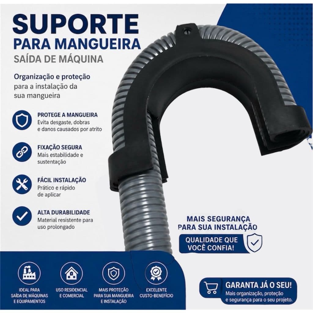Suporte Curva para Mangueira de Saída de Maquina de lavar roupa\louça - Universal