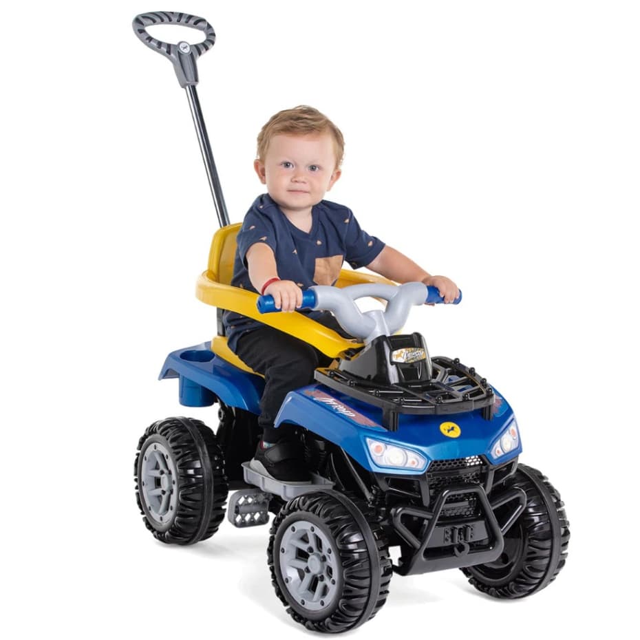 Quadriciclo Motoca Carrinho de Passeio Infantil Cross Up Calesita Com Haste Empurrador e Pedal