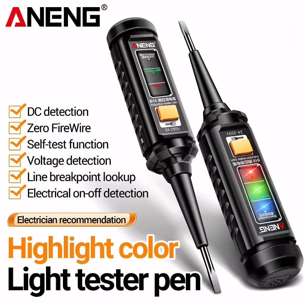 Caneta Testadora De Indução ANENG B15, Destaque Luz Colorida, Profissional, Detecção De Tensão CA