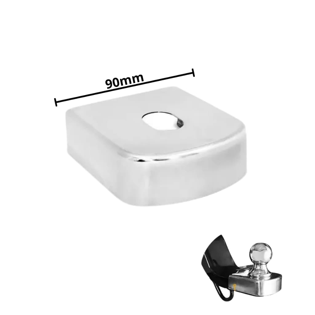 Capa Proteção Engate 90mm Para Rabicho Reboque Acabamento Inox
