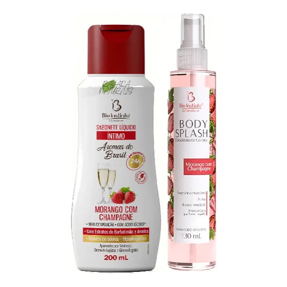 Kit Sabonete Íntimo + Body Splash  fragrancia Morango Champagne