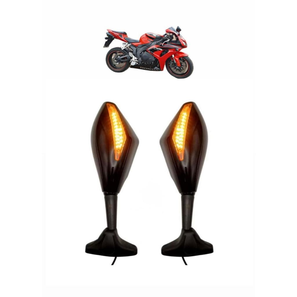 Retrovisor Com Pisca Seta Led Rebatível Universal Para Motos Carenadas PRETO