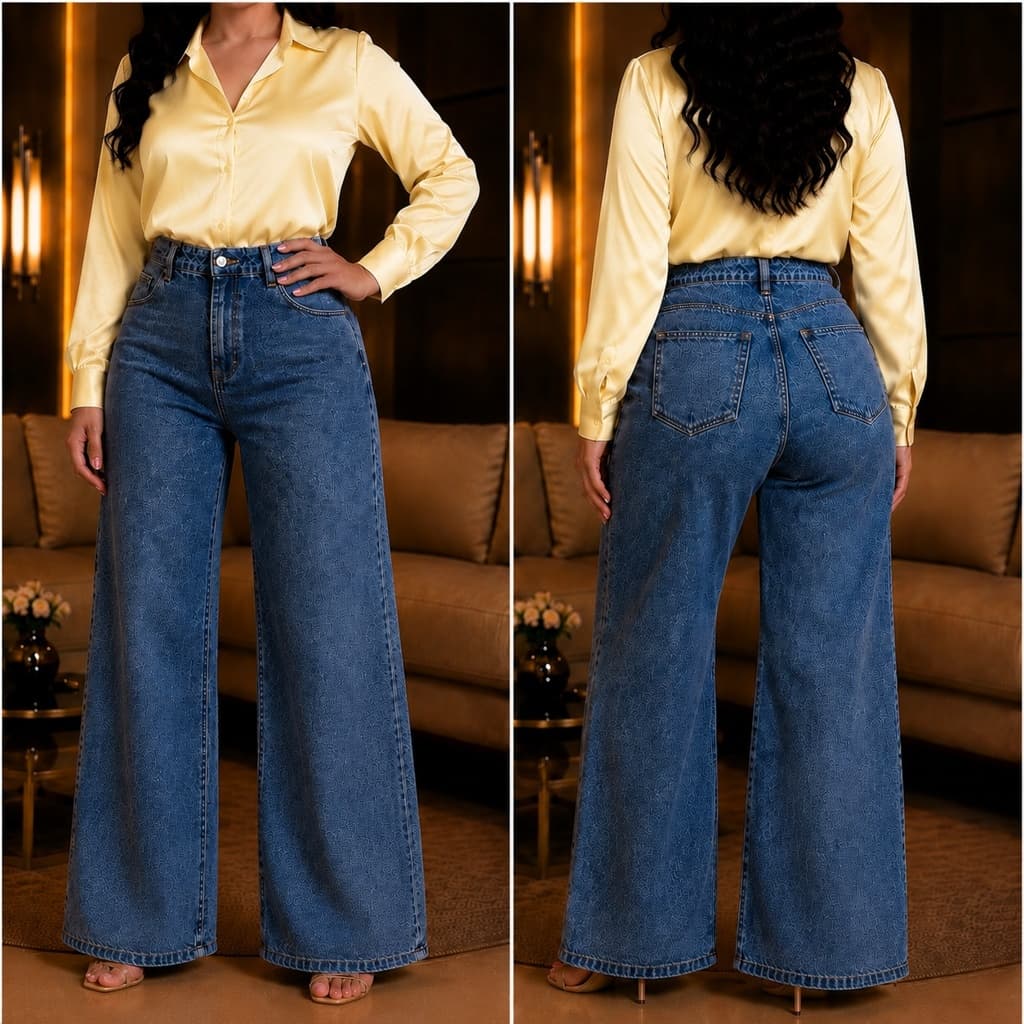 Calça Wide Leg Feminina  Jeans Elegância, Modelagem Moderna e Conforto Premium Pantalona Shopping