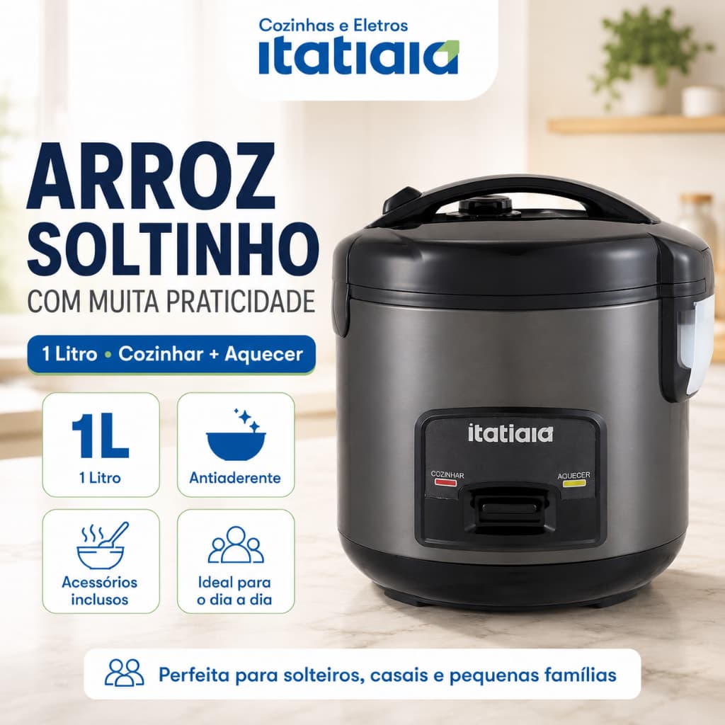 Panela de Arroz Itatiaia Elétrica 1L Antiaderente com Aquecimento