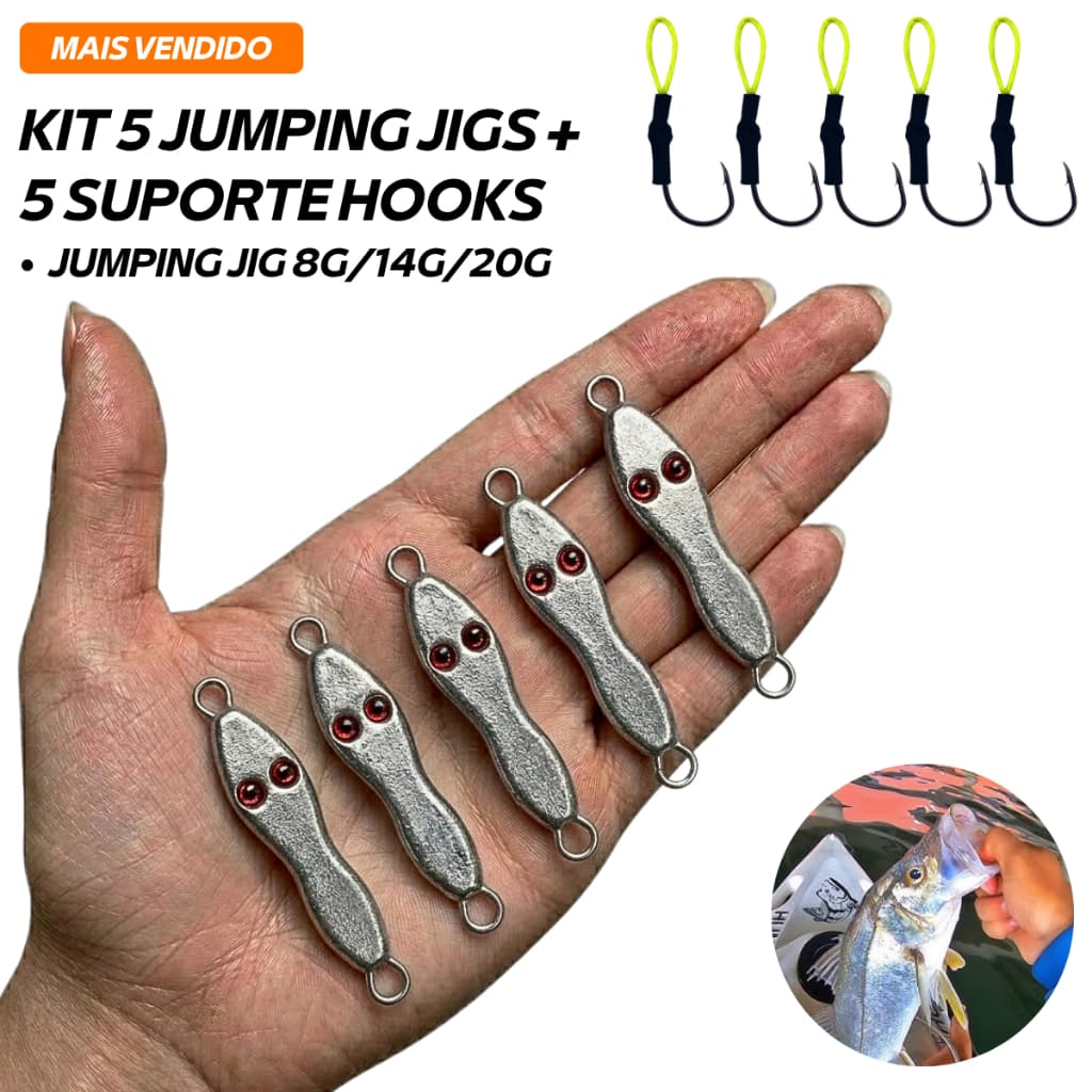 Micro Jumping Jig Pesca Isca Artificial SEM PINTURA Sapinho Chumbo + Suporte Hook Anzol Kit 5